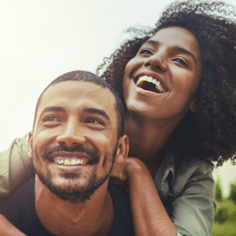 Couple smiling